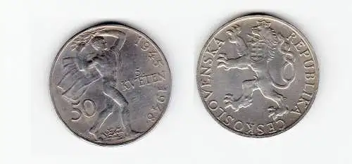 50 Kronen Silber Münze Tschechoslowakei 1948 (129591)