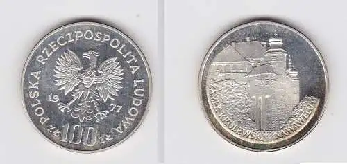 100 Zloty Silber Münze Polen Königsschloss in Krakau 1977 PP (131577)