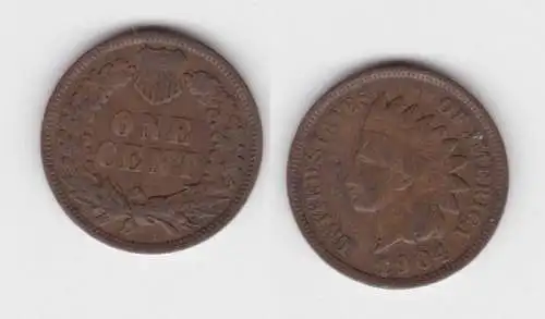 1 Cent Kupfer Münze USA 1904 (142578)