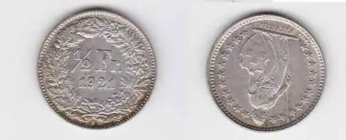 1/2 Franken Silber Münze Schweiz 1921 B (130681)