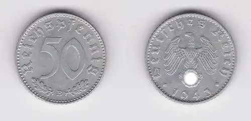 50 Pfennig Aluminium Münze 3.Reich 1943 B, Jäger 318 (134858)