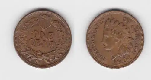 1 Cent Kupfer Münze USA 1904 (142753)