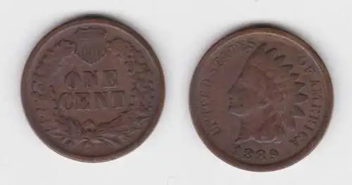 1 Cent Kupfer Münze USA 1889 (142714)