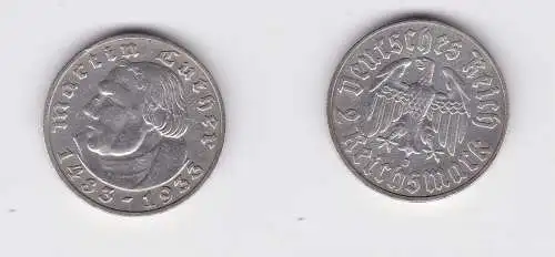 2 Mark Silber Münze Martin Luther 1933 J Jäger 352 (135502)