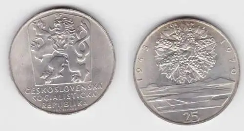 25 Kronen Silber Münze Tschechoslowakei 1970 25 Jahre Befreiung (142219)