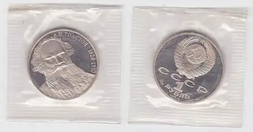 1 Rubel Münze Sowjetunion 1988, 1828-1910 Tolstoi OVP in Folie PP (131398)