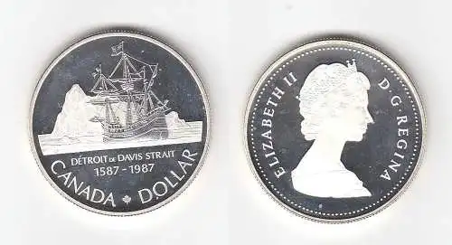 1 Dollar Silber Münze Kanada Brigg Sunshine in der Nordwestpassage 1987 (113121)