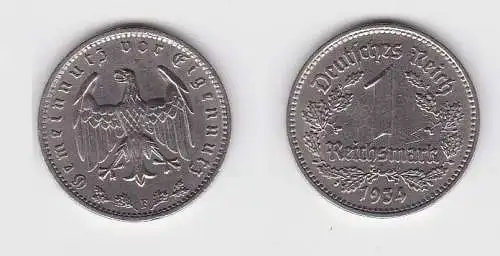 1 Mark Nickel Münze III.Reich 1934 F Jäger Nr. 354 (131052)
