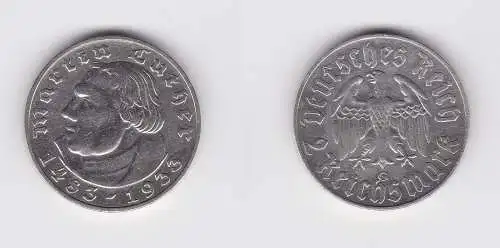 2 Mark Silber Münze Martin Luther 1933 G Jäger 352 (130638)