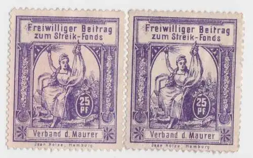 2 seltene Streik-Fonds Marken Verband der Maurer um 1900 (71273)