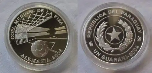 1 Guarani Silbermünze Paraguay 2004 Fussball WM in Deutschland 2006 (123131)