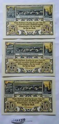3 Banknoten Notgeld Stadt Eschershausen 1921 kassenfrisch (111229)