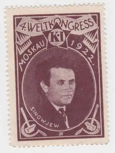 seltene kommunistische Marke 4.Weltkongress Moskau 1922 Sinowjew (73195)
