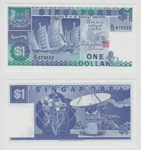 1 Dollar Banknote Singapur o. Jahr (1987) Serie D Pick 18 UNC (152269)