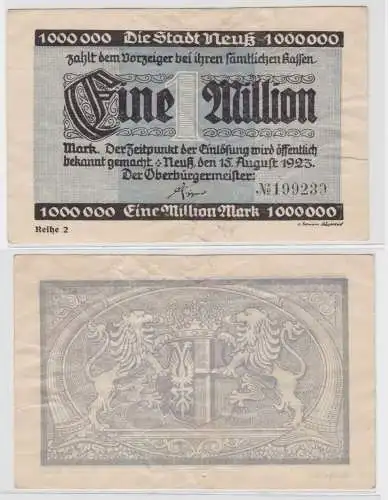 1 Million Mark Banknote Stadt Neuß 15.08.1923 (136090)