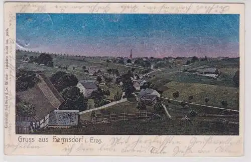 99763 Lunakarte Ak Gruß aus Hermsdorf im Erzgebirge 1906