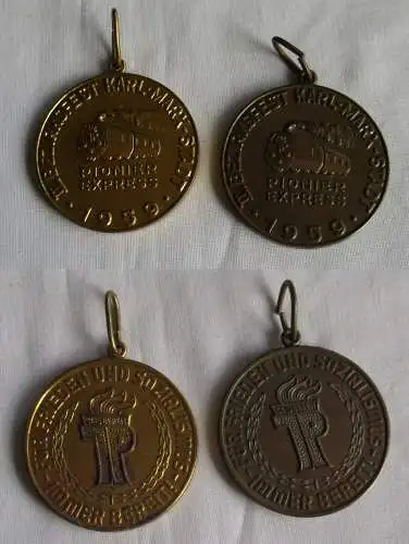 2 x DDR Medaillen II.Bezirksfest 1959 Pionierexpress Karl-Marx-Stadt (149490)
