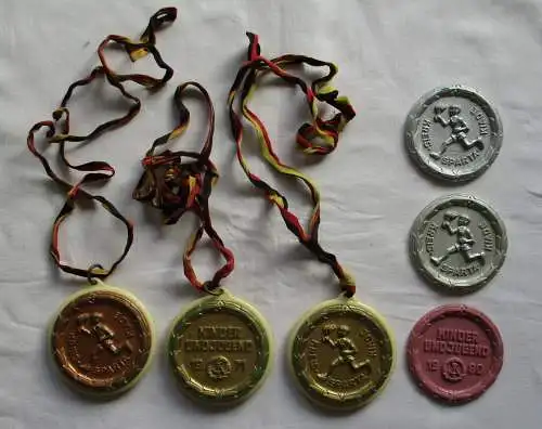 6 x DDR Medaillen Kreis Kinder & Jugend Spartakiade 1971-1980  (112461)