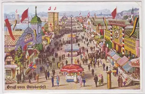 900716 Ak Gruß vom Oktoberfest Festgelände 1937