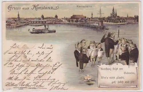 901426 Lithographie Reim Ak Gruss aus Konstanz - Fröschechor 1898