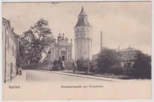 33887 Ak Rastatt - Einsiedlerkapelle und Wasserturm 1905