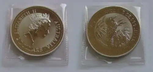 2 Dollar Silber Münze Australien Kookaburra 2 Unzen Feinsilber 1992 (131766)