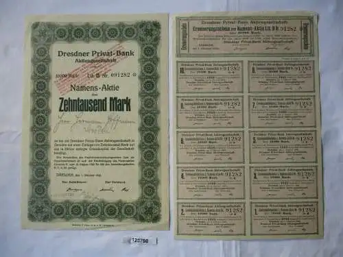 10 000 Mark Namensaktie Dresdner Privat-Bank AG 1. Oktober 1923 (123798)