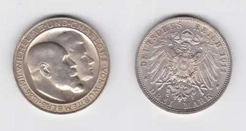 3 Mark Silbermünze Württemberg Silberhochzeit 1911 Jäger 177 a vz+ (133259)