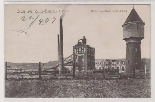 21055 Ak Gruß aus Raths-Damnitz Dębnica Kaszubska in Pommern Papierfabrik 1907