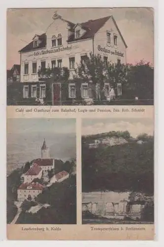 05974 Mehrbild Ak Leuchtenburg bei Kahla Gasthaus zum Bahnhof 1923