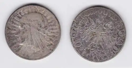 10 Zlotych Zloty Silber Münze Polen 1932 Frauenkopf Königin Jadwiga (149627)