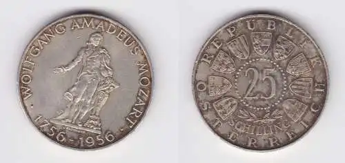 25 Schilling Silber Münze Österreich Mozart 1956 ss/vz (135813)
