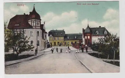 99251 AK Zörbig - Blick nach dem Bahnhof, Straßenansicht 1907