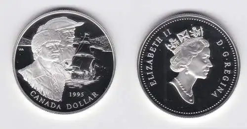 1 Dollar Silber Münze Kanada Segelschiff 1995 PP (137970)