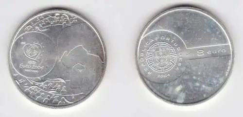8 Euro Silbermünze 2004 Portugal Fussball EM Stgl. (118424)