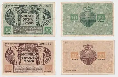 10 & 20 Mark Banknoten Notgeld Pfarrkirchen 08.11.1918 (134894)