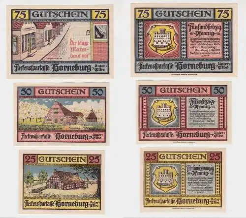 3 Banknoten Notgeld Fleckensparkasse Horneburg Unterelbe 1921 (137378)