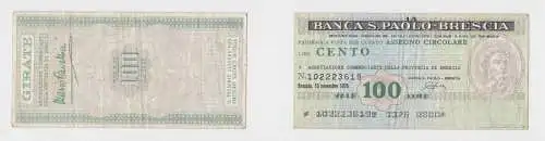 100 Lire Banknote Italien Italia Banca S.Paolo Brescia 15.11.1976 (156016)