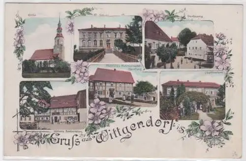 98425 Mehrbild Ak Gruß aus Wittgensdorf Restauration, Handlung, Schule usw. 1913