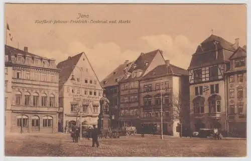 28289 Ak Jena Kurfürst Johann Friedrich Denkmal und Markt 1909