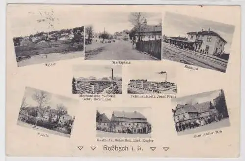 05271 Mehrbild Ak Roßbach in B. Bahnhof, Gasthof Weberei usw. 1911