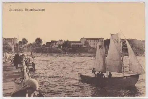 22032 Ak Ostseebad Brunshaupten Segelboot an der Seebrücke 1917