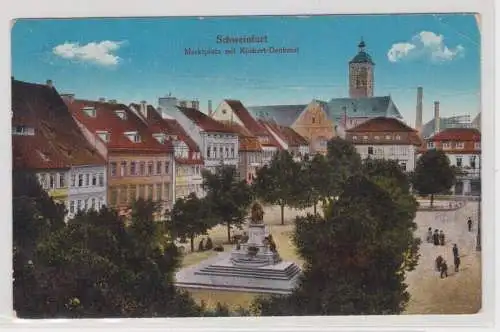 86543 Ak Schweinfurt Marktplatz mit Rückert Denkmal 1925