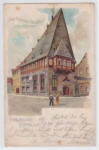 79764 Ak Lithographie Gruß aus Goslar Hotel Restaurant Brusttuch 1906