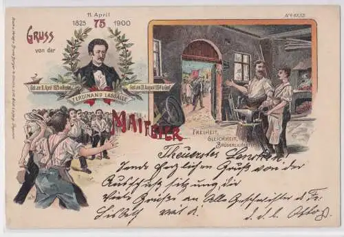62984 Bruno Bürger Lithographie Gruß von der Maifeier 1900