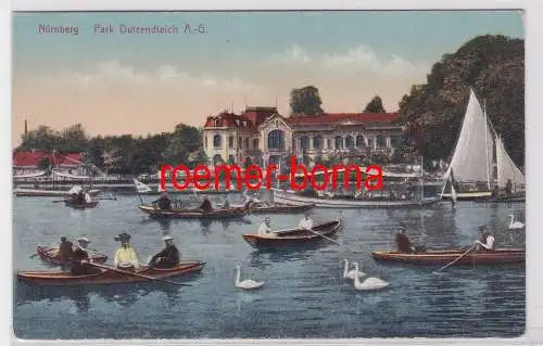 72108 Ak Nürnberg Park Dutzendteich A.-G. Ruderboote um 1910
