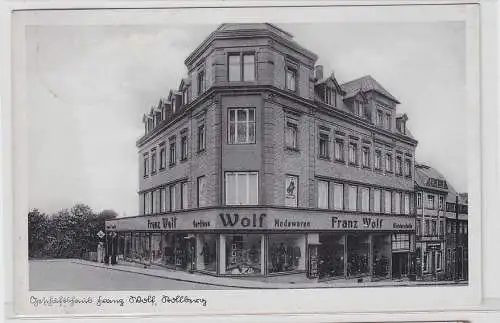 92695 Ak Stollberg Geschäftshaus Modewaren Franz Wolf 1943