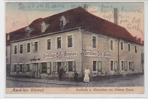92645 Ak Gruß aus Wilsdruff Conditorei und Weinstuben um 1910