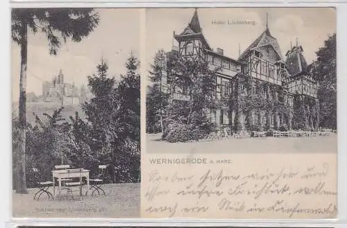 72499 AK Wernigerode am Harz - Hotel Lindenberg und Schloss 1910