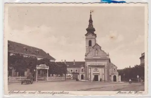 85059 Ak Mauer bei Wien - Pfarrkirche und Gemeindegasthaus 1940